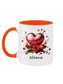 1pc Customizable Name/Text Mug, Elegant Red Rose Pattern, Personalized Valentine's Day Mug - Customizable Name Pair, Customized Coffee Cup, Personalized Mug, Unique Mug, Reusable, Birthday, Anniversary, Valentine's Day, Christmas Gift, Suitable For Women, Men, Couples, Home & Office Use - Multicolor - View 9