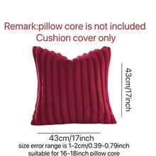 Set Of 2 Or 1pc Comfortable Thick Striped Plush Pillowcase, Soft Decorative Square Throw Pillow Covers, Suitable For Various Occasions Such As Bedroom Bedding, Home Decoration, Sofa Decoration, Camping, Outdoor, Etc - Burgundy - View 3