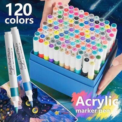 Bộ 12/24/36/48/60/80/120 màu bút dạ acrylic lỏng thời trang, thiết kế đầu bút mềm cá nhân hóa, bút mực màu, thích hợp cho thư pháp, vẽ tranh và tô màu, bút dạ màu nước thiết yếu - Đồ dùng học tập, quà tặng tựu trường.