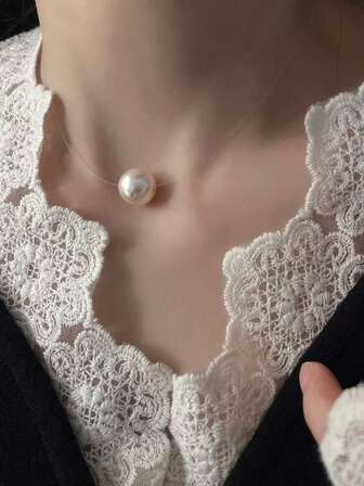 Asymmetrical Faux Pearl Necklace, Vintage French Braided Faux Pearl Choker Necklace, Versatile Necklace Accessory