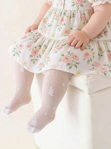4 Pairs Baby Girls' Sweet Cute Jacquard Breathable Tights, Infant Anti-Snag Anti-Mosquito Dance Stockings, Spring/Summer - Multicolor - View 8