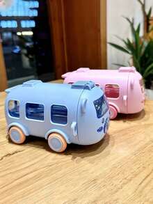 1PC Cute Bus Shaped Car Water Bottle With Straw, Outdoor Portable Pop-Up Lid Large Capacity Drinking Cup - Multicolor - View 5