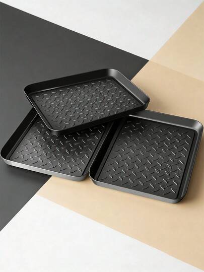 3-delige zwarte kofferbakmat, antislip en vuilafstotende mat voor hondenvoer, beschermt de vloer, waterdichte droogmat voor de kofferbak, geschikt voor binnen- en buitengebruik zoals in de tuin of garage.