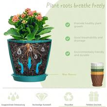 Inch Plant Pots 5 Pack, Flower Planters With Drainage Holes And Trays, Plastic Pots Indoor Outdoor Plants, White - 彩色 + 4英寸 - 查看 4