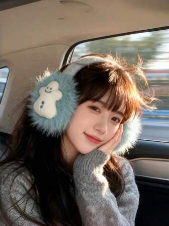 1 pieza Orejeras de muñeco de nieve de peluche, cubierta de oreja cálida para mujeres, adecuada para exteriores, ciclismo, viajes, fotografía, versátil