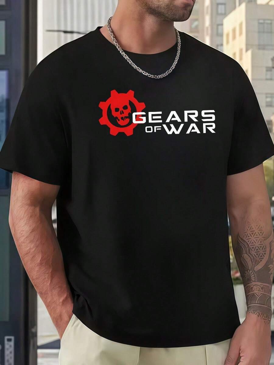 Sudadera de gimnasio para hombres, sudadera para hombre, diseño de calavera de Gears of War, sudadera unisex de cuello redondo, tela de felpa, ropa de otoño e invierno, regalo para amantes del gimnasio, regalos para hombres - Negro - Ver 1