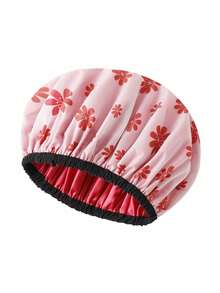 1/3pcs Waterproof Printed Shower Cap, Double Layer, Long Hair, Satin Bathing Cap, EVA Printed Hair Cover Shower Cap - Multicolor - View 9