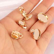 10 piezas de clips de oreja redondos de acero inoxidable, suministros para hacer joyas con ganchos de clip hechos a mano para cabujones y botones de 8-16 mm - Clip de oreja de disco redondo n.° 10 - Ver 4