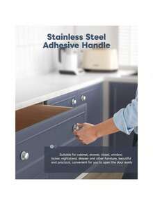 1/5 Packs Self Adhesive Cabinet Knobs, No Drilling Self Stick Drawer Knob, Stick-On Kitchen Cabinet Stainless Steel Handle Pull For Window, Wardrobe, Dresser, Cupboard, Closet - Multicolor - View 5