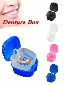 1pc New Dental Retainer Storage Box, Orthodontic Retainer Case With Ventilation Holes, Mini Portable Denture Box, Breathable Orthodontic Appliance Storage Box, Denture Box, Minimalist Solid Color Denture Storage Box, Plastic Denture Storage Box, Portable Denture Storage Box With Holes - Multicolor - View 2