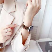 Adjustable Beaded Watch Band Compatible With Apple Watch Ultra 3/2/1 & Series 11 10 9 8 7 6 5 4 3 2 1, 38mm 40mm 41mm 42mm 44mm 45mm 46mm 49mm, Natural Stone Bracelet Strap For Women Jewelry Style - Multicolor - View 4