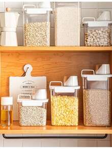 1 Paquete Contenedor de Almacenamiento de Alimentos Hermético con Tapa, a Prueba de Insectos, a Prueba de Humedad, a Prueba de Fugas, Bote de Cocina Portátil para Arroz, Harina, Nueces, Cereales, Organizador de Despensa Doméstica, Accesorio de Cocina Imprescindible - transparente - Ver 10