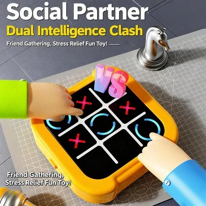 1 pieza Juguete de Juego de Tres en Raya 4 en 1 para Niños, Incluye Modo Batalla 1 vs 1, Golpea el Topo, Desafío de Memoria, Adecuado para Fiestas y Juegos Educativos de Niños y Niñas, Regalo de Navidad