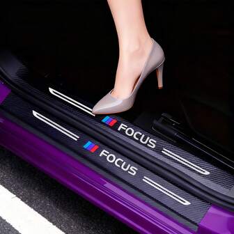 4pcs Leather Car Door Sill Scuff Plate Sticker Accessories For FOCUS