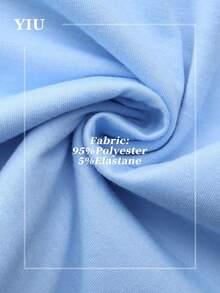 YIU Women's Elegant Round Neck Short Sleeve Knit T-Shirt, Decorated Front, New Spring/Summer Collection, Suitable For Daily Wear - Blue - View 5