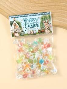 50个复活节兔子塑料礼品袋,复活节快乐透明玻璃纸糖果袋,兔子和复活节彩蛋图案糖果袋,带装饰性封口,适用于复活节派对用品、礼品包装袋、复活节家居装饰、复活节礼品包装用品、复活节彩蛋寻宝派对用品、复活节礼物、复活节派对小礼物 - 彩色 - 查看 9