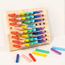 Wooden Colorful Socket Montessori Sensory Integration Teaching Tool Color Cognitive Splicing Sensory Integration Insertion Stick Puzzle Early Education Toy Wooden Children's Early Education Home Kindergarten Puzzle Toy Insertion Stick Montessori Sensory Building Blocks Insertion Stick Color Classification Teaching Tool Children's Montessori Early Education Rainbow Stick Sensory Training Teaching Tool Exercise Hands Fine Color Cognitive Wooden Toys Strong And Durable Holiday Gifts - Multicolor - View 8