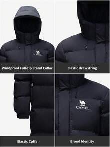 CAMEL CROWN Women's Outdoor Down Jacket, New Winter Style, Thick, Warm, 3-In-1 Waterproof, High Loft, Mid-Length - Phantom Black - View 6