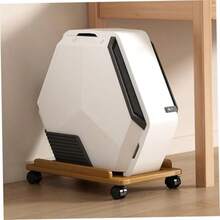 Soporte de Torre para computadora Soporte de PC móvil bambú Natural para Alfombra con Rueda Bandeja Impresora 3D ventilada Hueca para Escritorio Oficina en casa.cc - Leonada - Ver 4