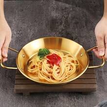 3PCS/Set  Seafood Rice Pot Frying Pan Double Ear Crayfish Plate Pan Stainless Steel Fri   22cm  24cm  26cm - Gold - View 9