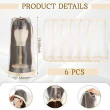 Almacenamiento de cubierta de peluca de 3/5 piezas para proteger pelucas en la cabeza de peluca de maniquí la suciedad y el polvo YLW6 - 3 bolsas blancas - Ver 7