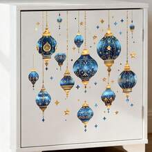 1pc Blue Star Painted 3D Stereo Waterproof Oilproof PVC Wall Sticker, Suitable For Ramadan, Bedroom, Kitchen, Living Room, Mall Decoration - Multicolor - View 2