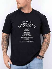 Graphic Cotton T-Shirt Radical Left Agenda Comfort Shirt, Protest Tee, Progressive Political Shirt, Liberal Protest Shirt Equality Statement T Shirt, High Quality Breathable Material Tshirt, Perfect Tee For Holiday Parties & Gift Y2K,Oversize Plus Size Men's S To 5XL,Summer Tee - màu đen - Xem 9