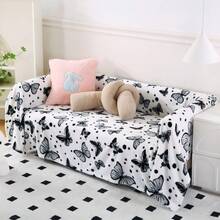 1 chiếc chăn vải flannel in họa tiết tối giản, chăn ngoài trời dành cho nữ, chăn dùng trong phòng lạnh, chăn nhỏ dùng cho văn phòng. - Bướm đen trắng - Xem 15