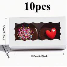 10pcs Paper Macaron Gift Boxes, Elegant Pastry Packaging With Transparent Display Window, Suitable For Weddings, Parties And Bakeries - White - View 5