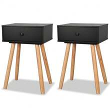 vidaXL Comodino 2 pz Bois de pin massiccio 40 x 30 x 61 cm Noir - nero - Visualizzare 3