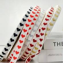 5码红色爱心刺绣丝带，情人节礼物，礼盒装饰丝带，手工DIY材料，烘焙氛围，适用于DIY工艺品、蝴蝶结、礼品包装、花束装饰、婚礼、生日、派对、母亲节、情人节装饰、浪漫情人节装饰、礼品包装用品 - 彩色 - 查看 2