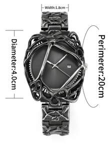1pc Vintage Spider Shaped Alloy Material Men's Wrist Watch, With Waterproof, Calendar, Luminous Display, Best Gift For Halloween, Christmas - Black and White - View 5