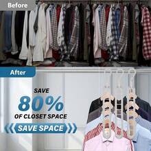 5pcs Space-Saving Stackable Hangers, Multi-Function 9-Hole Support Hangers For Clothing Storage, Multi-Function Plastic Wardrobe Organizer, Suitable For Home Bedroom - Multicolor - View 8