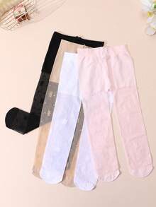 4 Pairs Baby Girls' Sweet Cute Jacquard Breathable Tights, Infant Anti-Snag Anti-Mosquito Dance Stockings, Spring/Summer - Multicolor - View 7