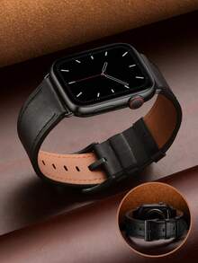 1 dây đeo da mềm, tương thích với Apple Watch Ultra 3/2/1 SE, S11/S10/S9/S8/S7/S6/S5/S4/S3/S2/S1 Series, 38/40/41/42/44/45/46/49mm, màu đen, thích hợp làm quà tặng cho các dịp công sở, năm mới, ngày Valentine. - màu đen - Xem 2