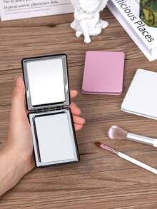 1 Black Square Double-Sided Folding Mirror With Bow, A Dark-Themed Handmade Portable Mirror. - Multicolor - View 4