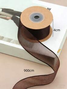 10 Yards/Roll Autumn Color Series Thick Edge Tulle Ribbon, Floral Bouquet, Gift Wrapping, Cake Packaging, Holiday Party Decoration - Coffee Brown - View 5