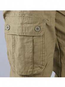 Pantalón de exterior informal y versátil Corte relajado, múltiples bolsillos - Amarillo claro - Ver 6