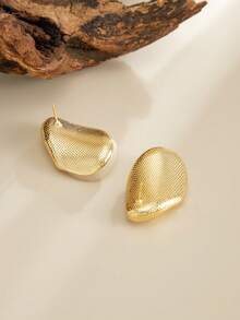 1 Pair Retro Fashion Asymmetric Tiger Eye Resin Stud Earrings, Elegant Jewelry Accessories For Women - Beige - View 6