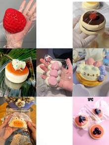 1个柔软可爱的草莓巧克力吐司造型捏捏乐玩具，多层可拉伸设计，减压玩具，手指玩具，桌面捏捏乐玩具，逼真的食物造型玩具，适合儿童、青少年和成人，办公旅行必备，儿童礼物，儿童玩具 - 彩色 - 查看 11