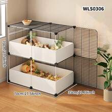 Hamster Cage, Luxury Large Villa Style Cage With Golden Wire Branches For Home Use, Chicken Raising And Observation