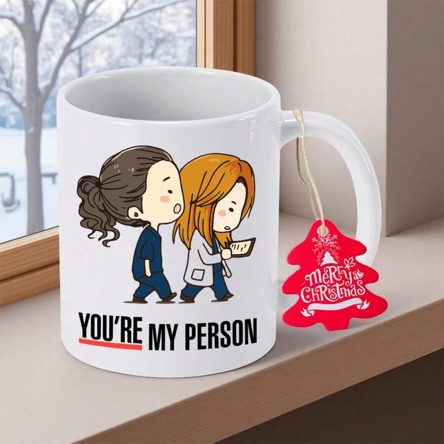 You Are My Exclusive Person 11oz 350mlCoffee Cup Ceramic Coffee Mug Desktop Decoration And Use Thanksgiving Gift For Friends For Teachers Present Study Room Accessory Classic Style Water Cup Christmas Gift For Neighbors High Quality Ceramic, Teacher - Pink - View 1