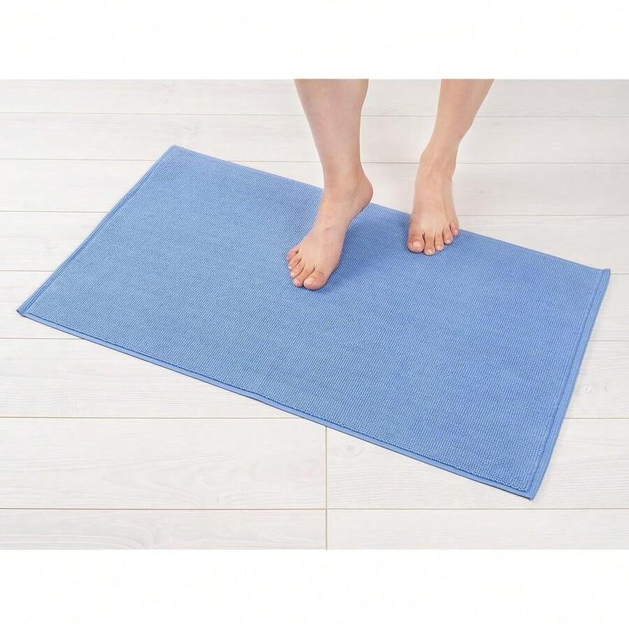 American Soft Linen Bath Rug, 20 In 34 In 1OO% Cotton Bath Mats Rugs For Bathroom, Slip Reducer Washable Shaggy Form Area Rugs, Sky Blue Bath Rug - 天藍 - 查看 1