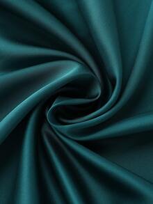 Elegant French Luxury Style Satin & Contrast Lace Knee-Length Skirt, Fashionable Spring/Summer - Green - View 8