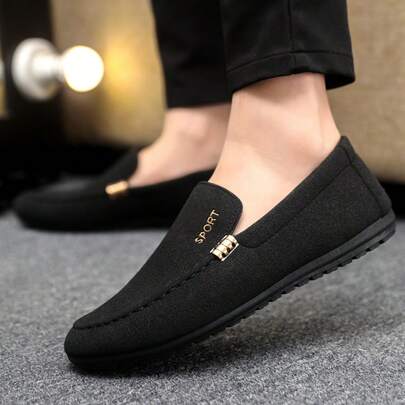 Plus Size 48 Loafers Men Breathable Lightweight Slip-On Casual Shoes, Versatile Low-Top Slouchy Shoes For Men