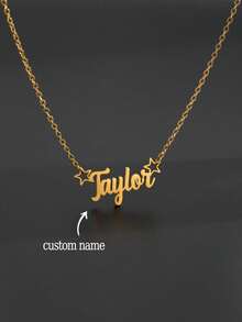 1pc Personalized Name Necklace, Custom Name Butterfly Pendant, Minimalist Name Star Necklace, Stainless Steel Text Pendant, Elegant Gift For Girlfriend, Mother's Day, Valentine's Day, Anniversary - Multicolor - View 19