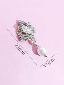10pcs Gold & Silver Trending Pearl Tassel Nail Art Jewelry 3D Metal Crystal Glass Pendant Nail Decor, Suitable For Girls And Women Nails Nail Supplies - Multicolor - View 4
