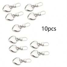 5pcs/10pcs Heart-Shaped Multi-Purpose Metal Detachable Zipper Pulls Replacement Zipper Sliders Repair Kit, For Luggage, Handbags, Backpacks, Jackets - Multicolor - View 7