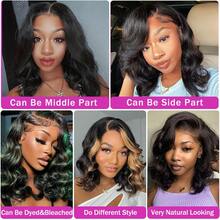 Uveous 250% Density 42inch Body Wave Bob 13x4 HD Lace Front Human Hair Short Bob Wigs Brazilian Pre Plucked Remy Closure Wigs For Women Natural Black - Natural Black - 查看 6