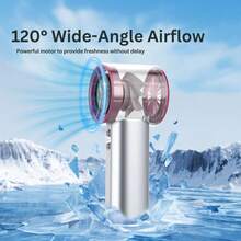 Portable Handheld Fan 4000mAh Rechargeable Mini Personal Fan With Smart LED Digital Display USBC Desk Amp Travel Cooling Fan For Commute, Camping, Makeup Amp Office Grey - Grey - View 7
